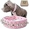 TEEMERRYCA Adjustable Leather Spiked Studded Dog Collars with a Squeak Ball Gift for Small Medium Large Pets Like CatsPit BullBulldogPugsHusky Pink L15185