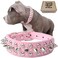 TEEMERRYCA Adjustable Leather Spiked Studded Dog Collars with a Squeak Ball Gift for Small Medium Large Pets Like CatsPit BullBulldogPugsHusky Pink L15185