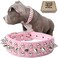 TEEMERRYCA Adjustable Leather Spiked Studded Dog Collars with a Squeak Ball Gift for Small Medium Large Pets Like CatsPit BullBulldogPugsHusky Pink L15185