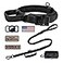OEBEESA Tactical Dog Collar and Leash Set Adjustable Nylon Collar with Handle Shock Absorbing Retractable Leash for Medium Large Dogs Airtag Holder Patches