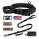 OEBEESA Tactical Dog Collar and Leash Set Adjustable Nylon Collar with Handle Shock Absorbing Retractable Leash for Medium Large Dogs Airtag Holder Patches