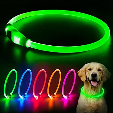 Flashseen LED Dog Collar USB Rechargeable Glowing Lighted Up Collar Cuttable WaterResistant TPU Safety Collar Lights for Small Medium Large Dogs
