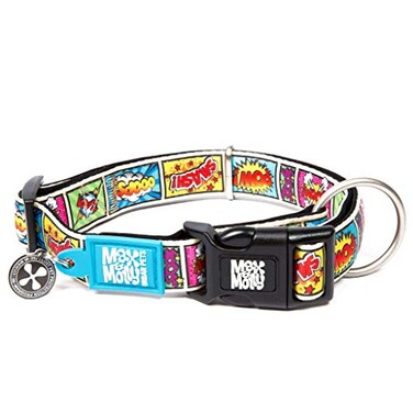 MaxMolly Urban Pets Max Molly Ultra Comfortable Padded Neoprene Sport Dog Collar with Smart Id Tag Classic Comic L COMCOLL