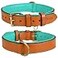 DowgClub Leather Dog Collar for Medium Dogs Tan 1 Inch Wide Genuine Full Grain Leather Heavy Duty with Soft Inner Padding Comfortable and Durable Medium Fit Neck Size 145185 Tan