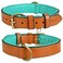 DowgClub Leather Dog Collar for Medium Dogs Tan 1 Inch Wide Genuine Full Grain Leather Heavy Duty with Soft Inner Padding Comfortable and Durable Medium Fit Neck Size 145185 Tan