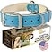 ADITYNA HeavyDuty Leather Dog Collar for Medium Dogs Soft Padded for Comfort Blue Dog Collar for Walking Training and Hiking