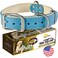 ADITYNA HeavyDuty Leather Dog Collar for Medium Dogs Soft Padded for Comfort Blue Dog Collar for Walking Training and Hiking