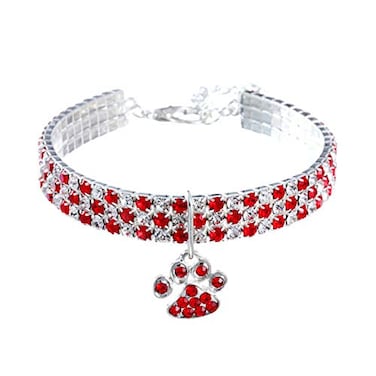 RayMinsino Pet Collar with Diamonds Adjustable Crystal Diamond Elastic Heart Claw Pendant Wedding cat and Dog Small pet Necklace Jewelry