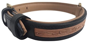 Soft Touch Collars Custom Handmade Hand Tooled Medium Padded Leather Dog Collar Black