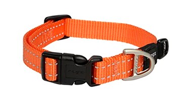 Rogz Reflective Dog Collar for Medium Dogs Adjustable from 1217 inches Orange