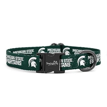 ShopInstaPets Michigan State Spartans Collars and Leashes Officially Licensed AdjustableFits All Pets Small Collar