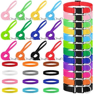 GGSTDDUP 36 Pcs Puppy Collar and Leash Set Adjustable Colorful Dog Collar and Leash Quick Release Clip Buckle Puppy Collars Whelping Collar for Small Medium Dogs Walking Training