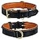 DowgClub Genuine Leather Dog Collar Full Grain Heavy Duty Comfortable Padded Strong Best for Pups Small Medium Large XL Breeds Large Fit Neck Size 185225 Black