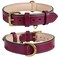 DowgClub Genuine Leather Dog Collar Full Grain Heavy Duty Comfortable Padded Strong Best for Pups Small Medium Large XL Breeds Small Fit Neck Size 115145 Dark Pink