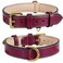DowgClub Genuine Leather Dog Collar Full Grain Heavy Duty Comfortable Padded Strong Best for Pups Small Medium Large XL Breeds Small Fit Neck Size 115145 Dark Pink