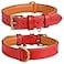 DowgClub Genuine Leather Dog Collar Full Grain Heavy Duty Comfortable Padded Strong Best for Pups Small Medium Large XL Breeds Small Fit Neck Size 115145 Red