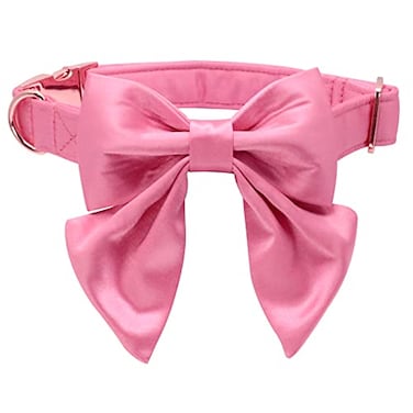 Lionet Paws Bowtie Dog Collar Comfortable Silk Dog Collar with Detachable Bow Tie for Puppy and Cat Neck 812 Inches
