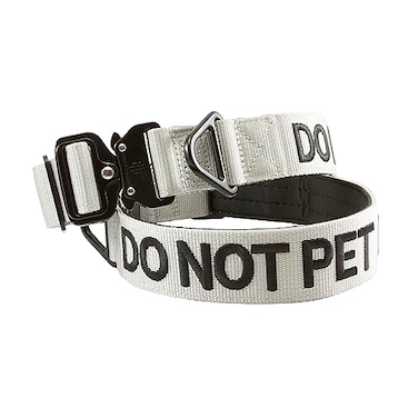 Tacticollar DO NOT PET 15 inch Nylon Collar for Medium and Large Dogs Neoprene Padded Inside Communicate Your Dogs Needs to Prevent Accidents Grey Small