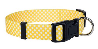 Native Pup Polka Dot Dog Collar Adjustable for Small Medium Large Dogs Cute Fabric for Boy Girl Yellow Large