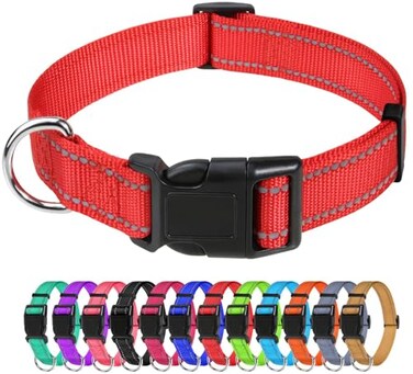 TagME Reflective Nylon Dog Collars Adjustable Classic Pet Collar with Quick Release Buckle for Extra Large Dogs Red 1 Width