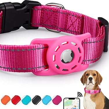 KONITY Reflective Dog Collar Compatible with AirTag Nylon Pet Cat Puppy Collar for Small Medium Large and Extra Large Dogs