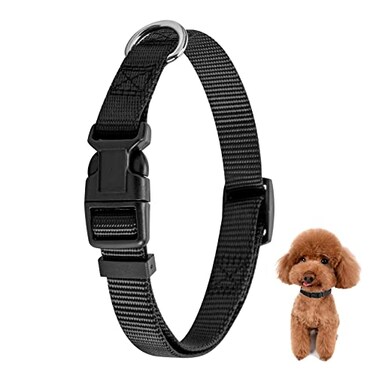 PuppyDoggy Adjustable Dog Collar Black Nylon Dog Collar Martingale Collar for Dogs with Quick Release Buckle Classic Pet Collar for Small Medium Large Dogs Small 1 Pack Black