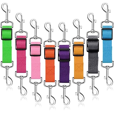 Saintrygo 8 Pieces Dog Collar Clip Prong Collar Safety Clip Adjustable Nylon Backup Harness Connector Double Ended Backup Clasp for Dog Harness PetWarm Colors