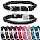 BRONZEDOG Rolled Leather Dog Collar for Small Medium Large Dogs with QR ID Tag L 1618 Inch Glossy Black