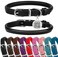 BRONZEDOG Rolled Leather Dog Collar for Small Medium Large Dogs with QR ID Tag L 1618 Inch Glossy Black
