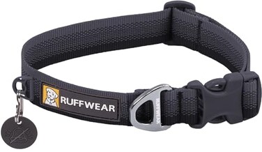 Ruffwear Front Range Dog Collar Adjustable Tubelok Webbing Lightweight Side Release Buckle Aluminum VRing Durable for Everyday Use Basalt Gray 1420