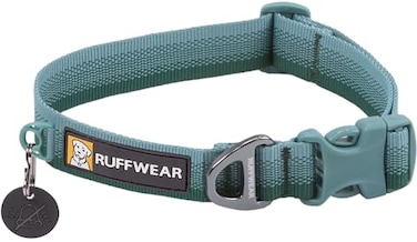 Ruffwear Front Range Dog Collar Adjustable Tubelok Webbing Lightweight Side Release Buckle Aluminum VRing Durable for Everyday Use River Rock Green 1420