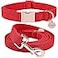 DOGWONG Cotton Dog Collar and Leash Red Pet Collar Soft Durable for Small Medium Large Boy Girl Dogs