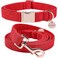 DOGWONG Cotton Dog Collar and Leash Red Pet Collar Soft Durable for Small Medium Large Boy Girl Dogs