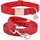 DOGWONG Cotton Dog Collar and Leash Red Pet Collar Soft Durable for Small Medium Large Boy Girl Dogs