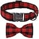 Unique style paws Cotton Dog Collar with Bow Puppy Collar with Black Red Plaid for Small Medium Large Boys Girls Dogs