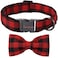 Unique style paws Cotton Dog Collar with Bow Puppy Collar with Black Red Plaid for Small Medium Large Boys Girls Dogs