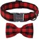 Unique style paws Cotton Dog Collar with Bow Puppy Collar with Black Red Plaid for Small Medium Large Boys Girls Dogs
