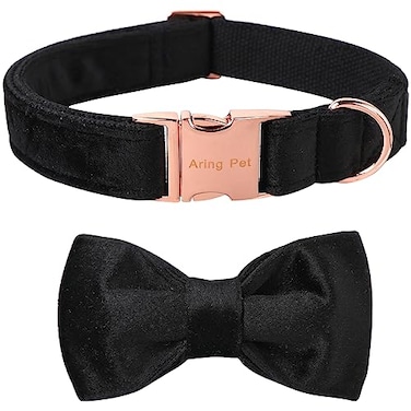 ARING PET Bowtie Dog CollarVelvet Dog Collars with Removable Bowtie Adjustable Bowtie Collar for Girl and Boy Dogs