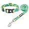 azuza Dog Collar and Leash Set Lemon Patterns on Blue Nylon Collar and Matching Leash Great Option for Extra Small Dogs