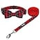 azuza Christmas Buffalo Dog Collar and Leash Set Classic Plaid Collar with Removable Bowtie and Matching Leash for Puppy Small Dogs