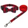 azuza Christmas Buffalo Dog Collar and Leash Set Classic Plaid Collar with Removable Bowtie and Matching Leash for Puppy Small Dogs