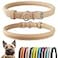 CollarDirect Rolled Leather Dog Collar Soft Padded Round Puppy Collar Handmade Genuine Leather Collar Dog Small Large Cat Collars 13 Colors 6 Inch Beige Smooth