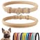 CollarDirect Rolled Leather Dog Collar Soft Padded Round Puppy Collar Handmade Genuine Leather Collar Dog Small Large Cat Collars 13 Colors 6 Inch Beige Smooth