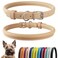 CollarDirect Rolled Leather Dog Collar Soft Padded Round Puppy Collar Handmade Genuine Leather Collar Dog Small Large Cat Collars 13 Colors 6 Inch Beige Smooth