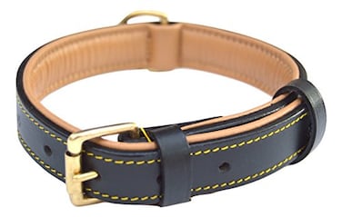 Soft Touch Collars Black Leather Padded Dog Collar Size Medium 20 Long x 1 Wide Neck Size 145 to 175 Inches
