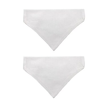 EechicSpace 2 Pack White Cotton Dog Bandanas Over Collar Dual Layered Plain Scarf Breakaway to Custom for Large Dogs
