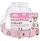 JAX PLANET Bling Rhinestone Dog Cat Collar for Small Dogs Cats Crystal Flower Design Soft Padded Adjustable Vegan PU Leather Pink M