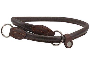 Dogs My Love Round Genuine Rolled Leather Choke Dog Collar Brown 30 Long