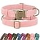 Didog Soft PU Leather Dog Collar Stylish Quick Released Dog Collars for Medium Dogs Easy Clean Adjustable Pet Collar for Daily Walking Pink M Fit 1418 Neck