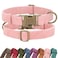 Didog Soft PU Leather Dog Collar Stylish Quick Released Dog Collars for Medium Dogs Easy Clean Adjustable Pet Collar for Daily Walking Pink M Fit 1418 Neck
